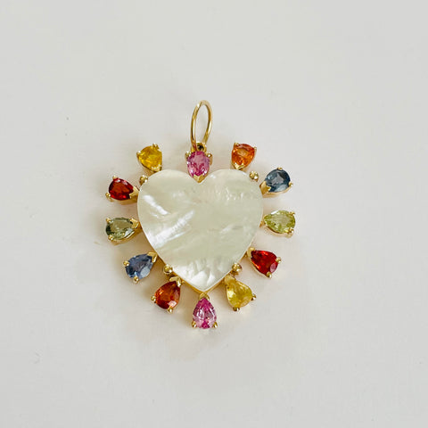 rainbow mother of pearl heart pendant