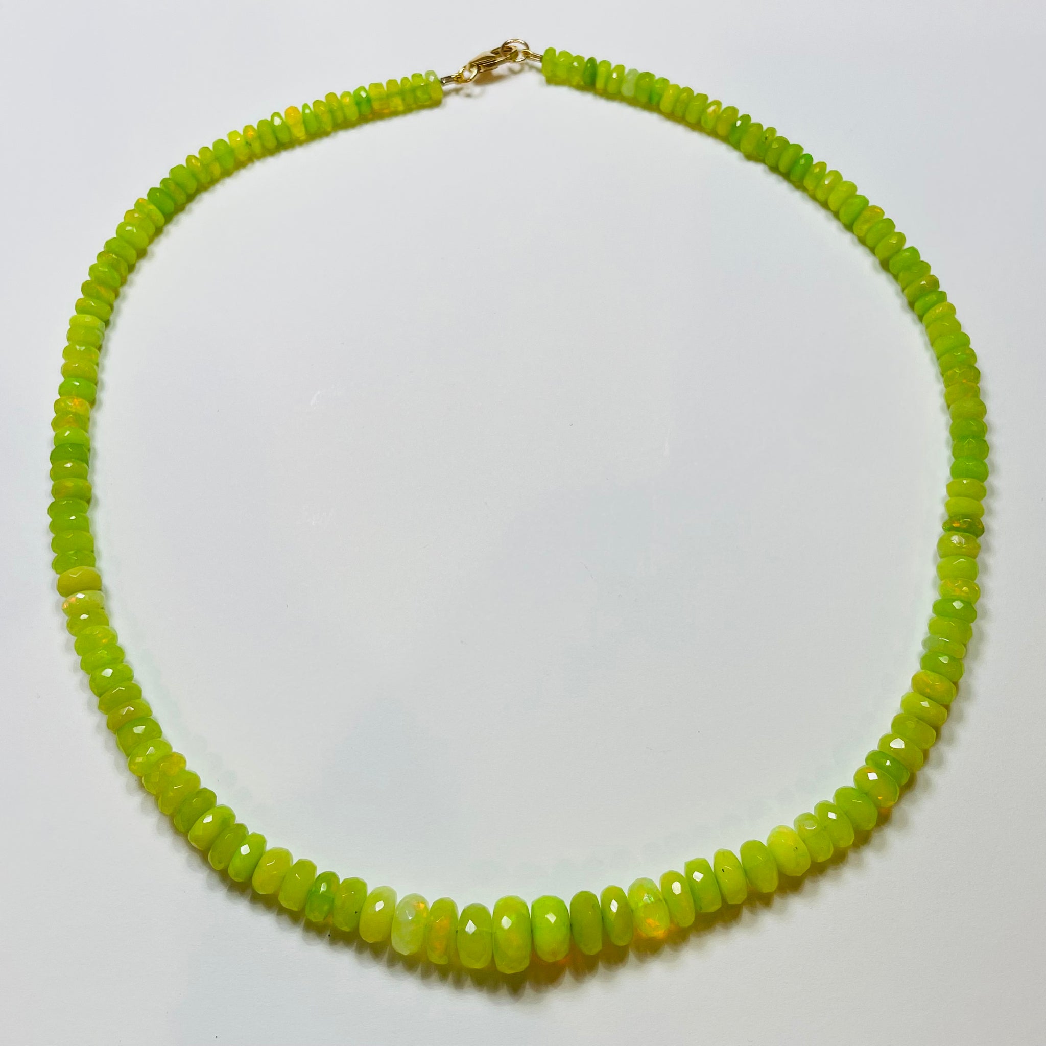 7-8mm faceted fluorescent green opal candy necklace