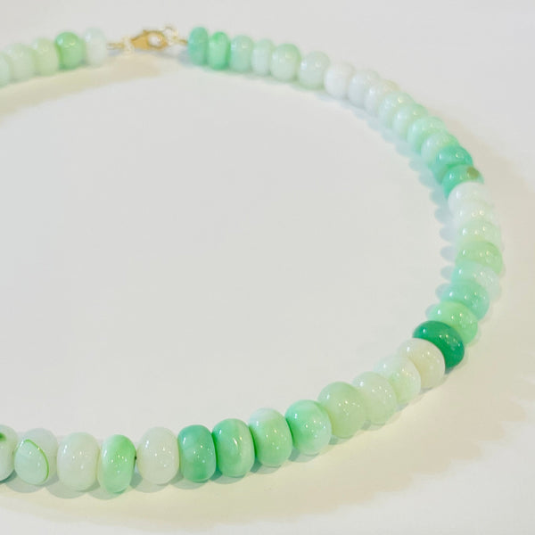 mint shaded smooth opal candy necklace