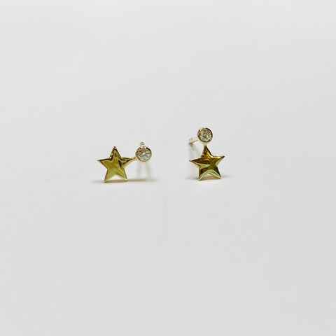 bezel set diamond star studs