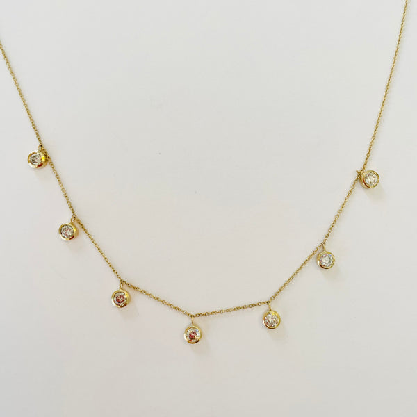 large bezel set diamond fringe Necklace, 1 FCW