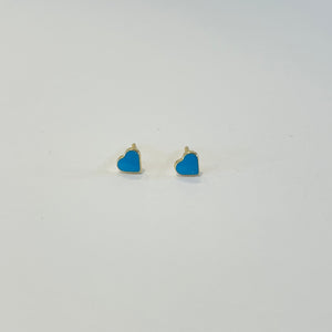 mini turquoise heart studs