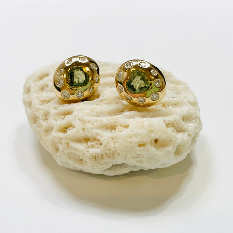 sapphire heart dome earrings