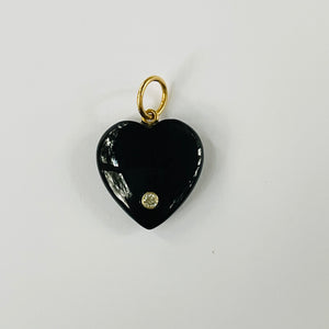 onyx heart pendant with diamond