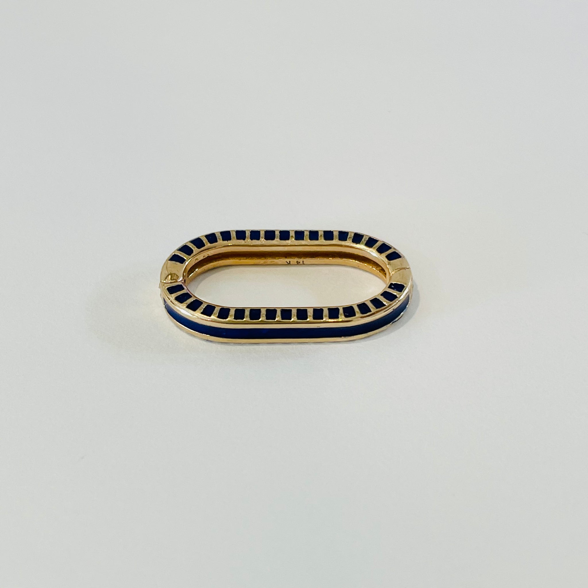 14 k gold, navy blue enamel connector