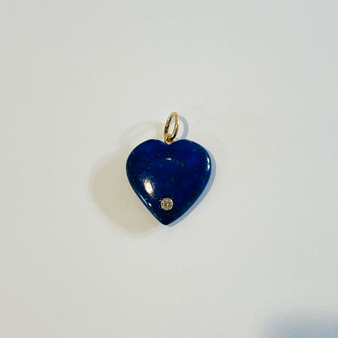 lapis heart pendant with bezel diamond