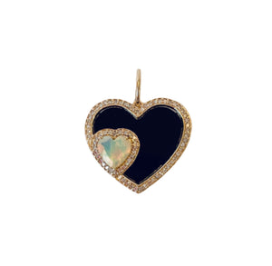 onyx double heart pendant