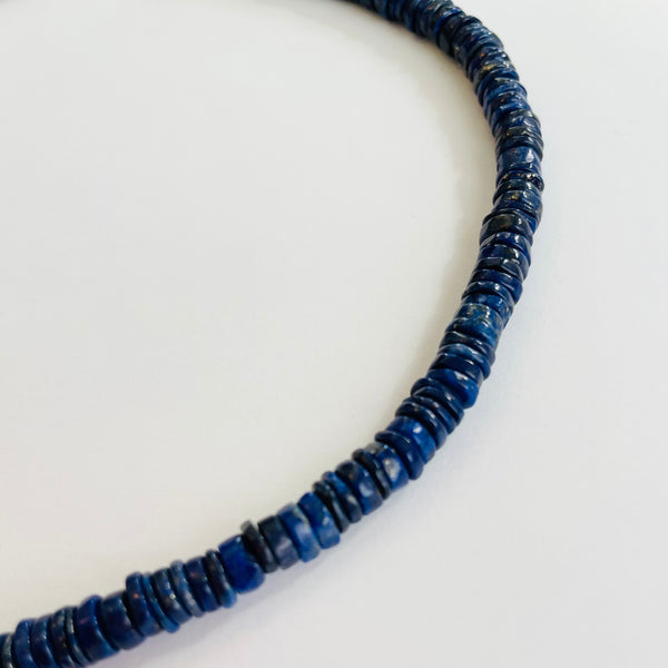 lapis smooth heishi candy necklace, 7mm