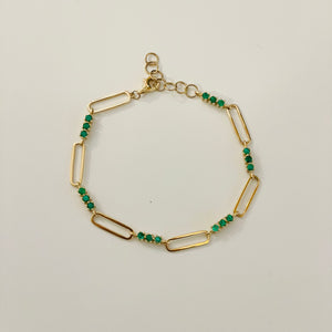 emerald alternating paperclip bracelet