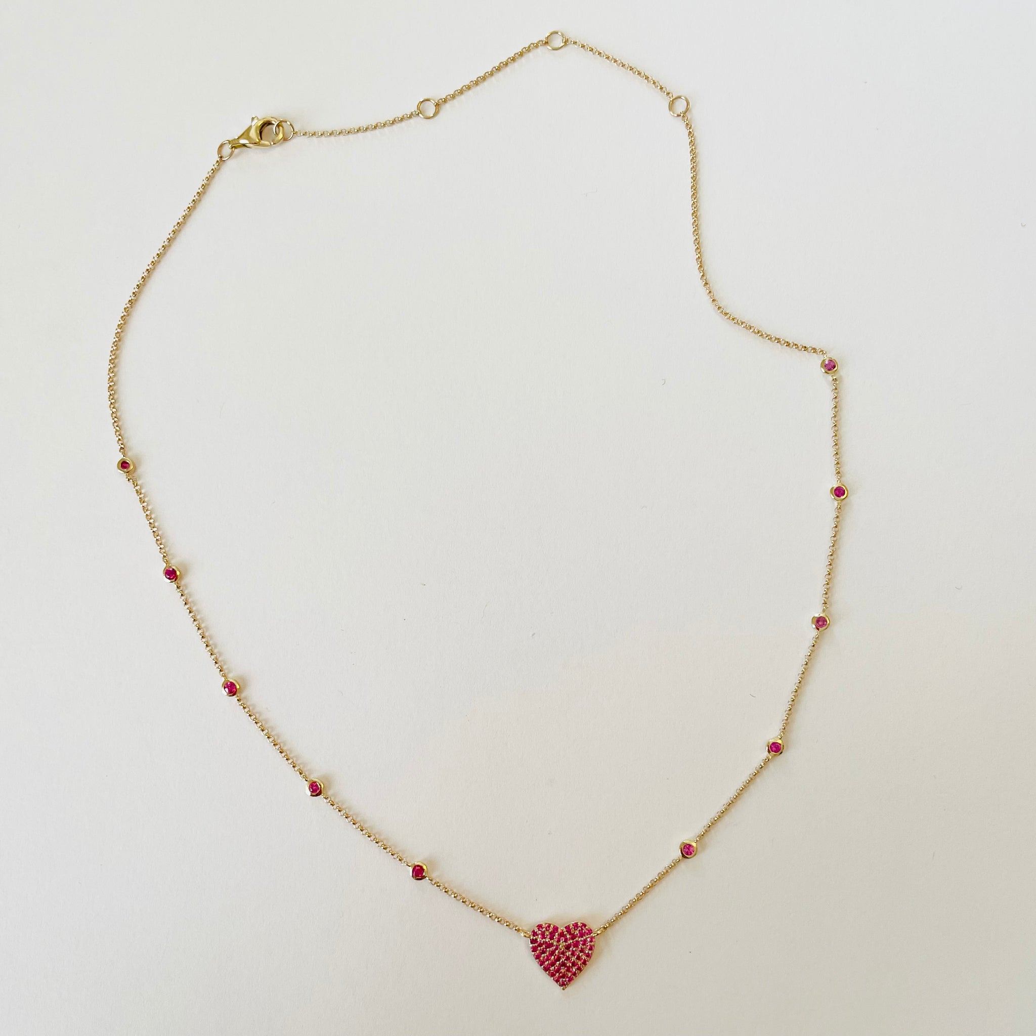 pink sapphires by the yard heart necklace