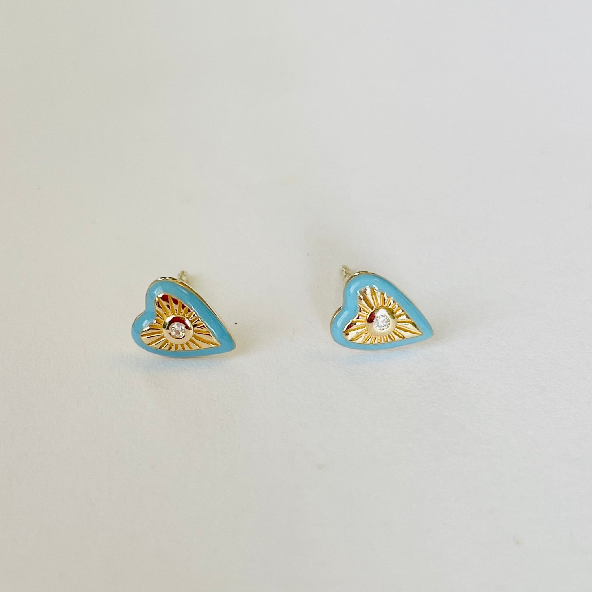 diamond enamel heart studs