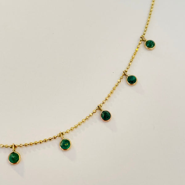 emerald bezel set fringe necklace