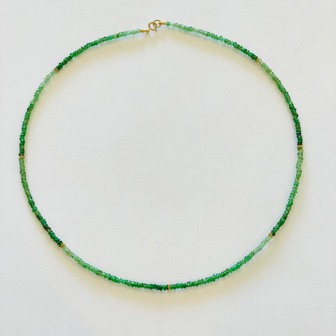 delicate emerald necklace with 14 k gold beads