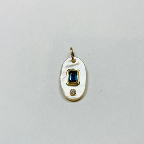 mother of pearl with sapphire pendant