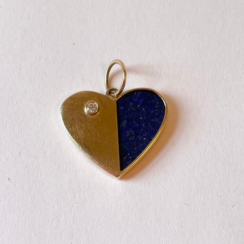lapis and gold heart pendant