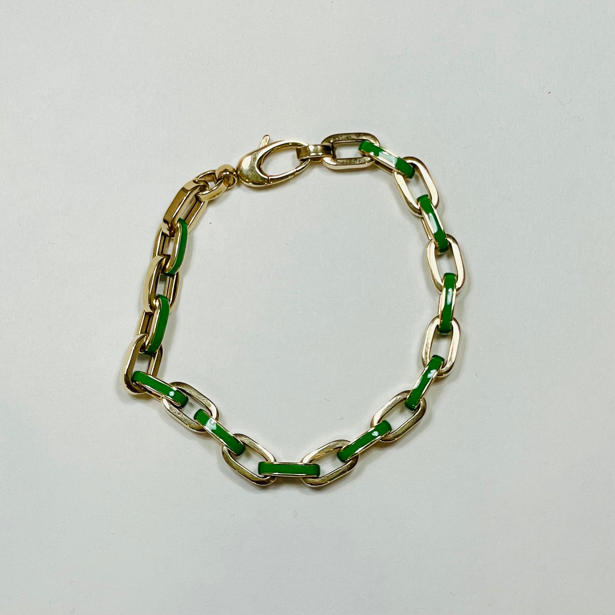 green enamel link bracelet