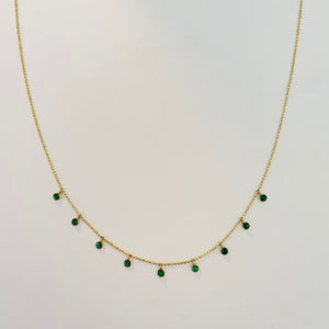 emerald bezel set fringe necklace
