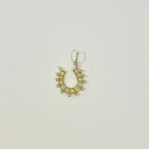 Opal & diamond horseshoe pendant