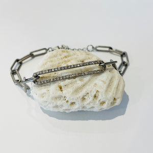 elongated diamond chain link bracelet