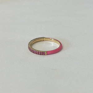 ruby and pink enamel band
