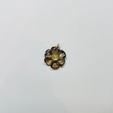 carved topaz flower pendant, 5/8 in