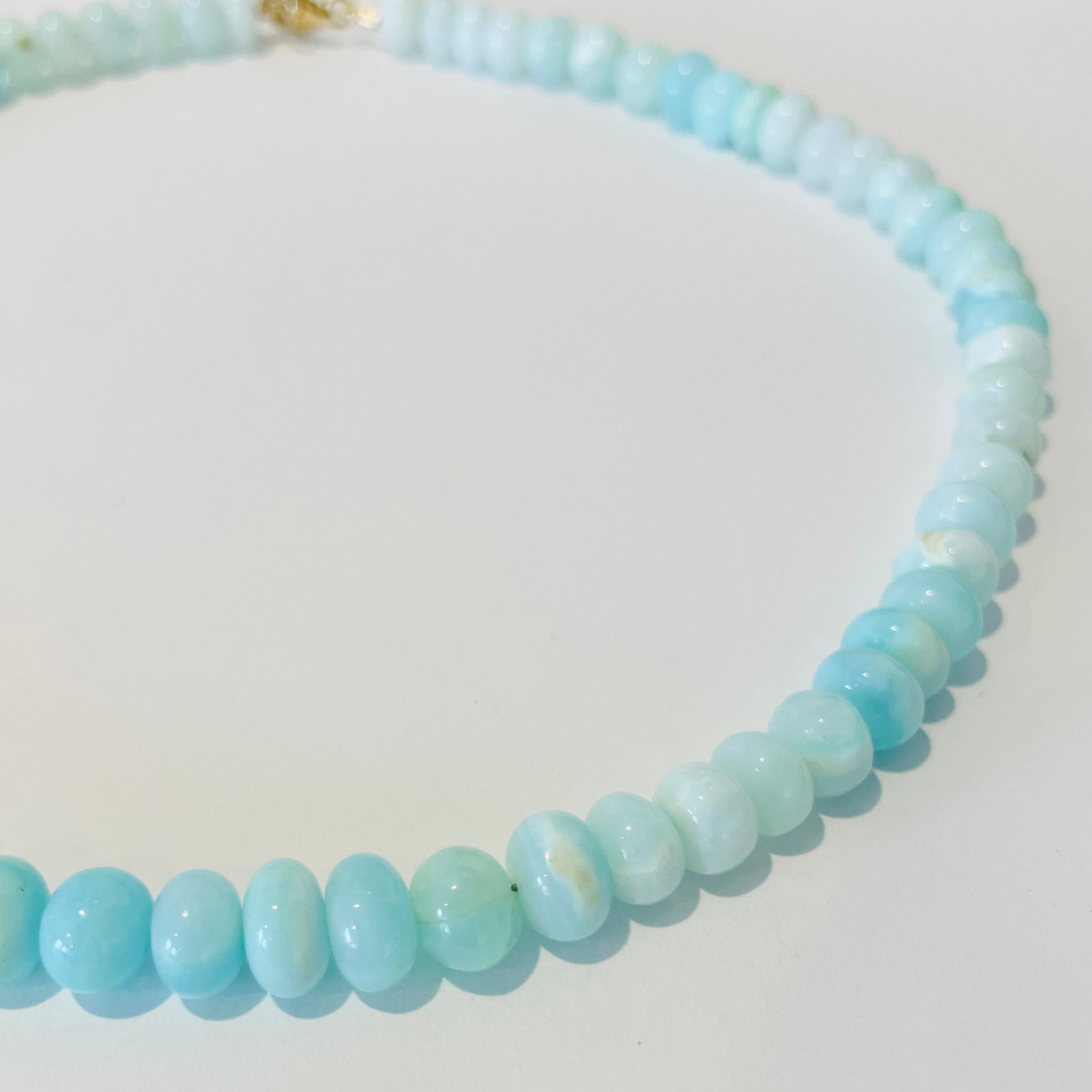 smooth shaded peruvian blue opal candy necklace