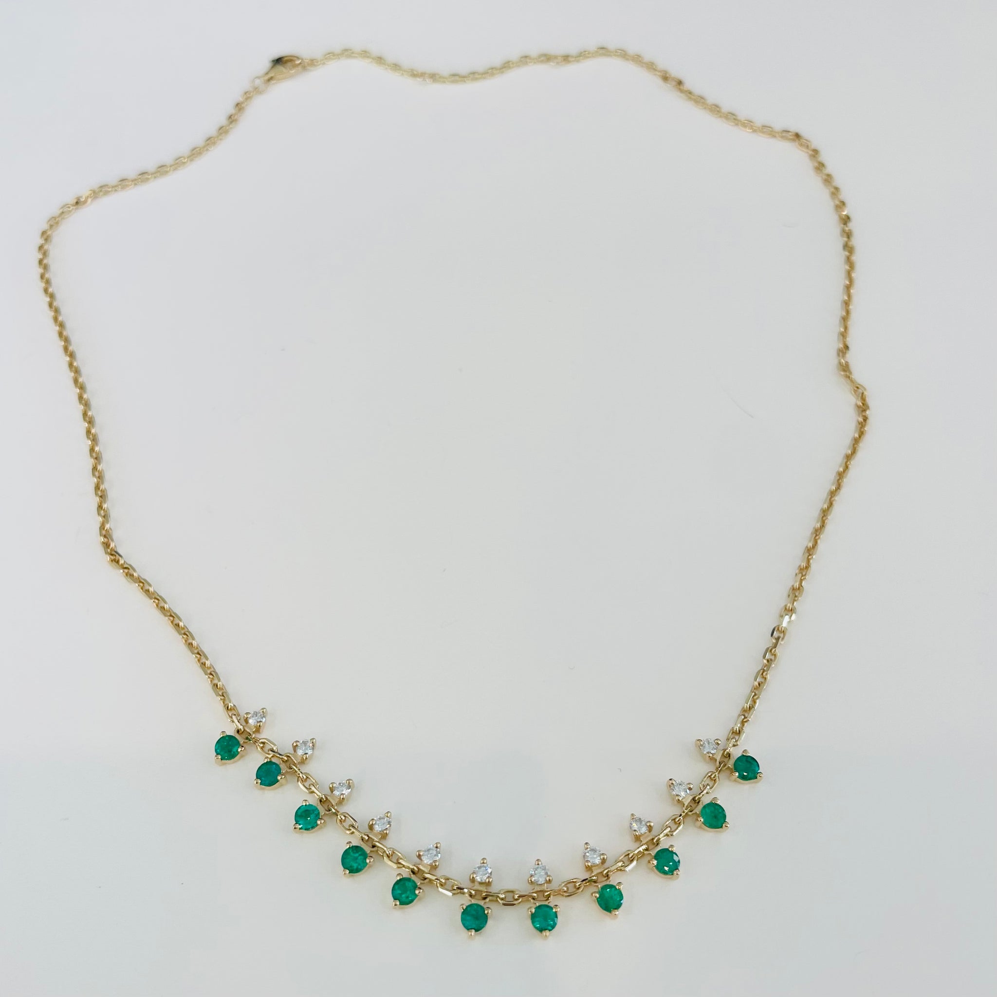 emerald and diamond fringe necklace