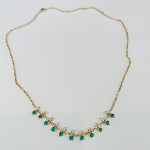 emerald and diamond fringe necklace