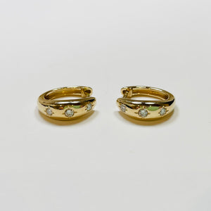 dome diamond gold huggies