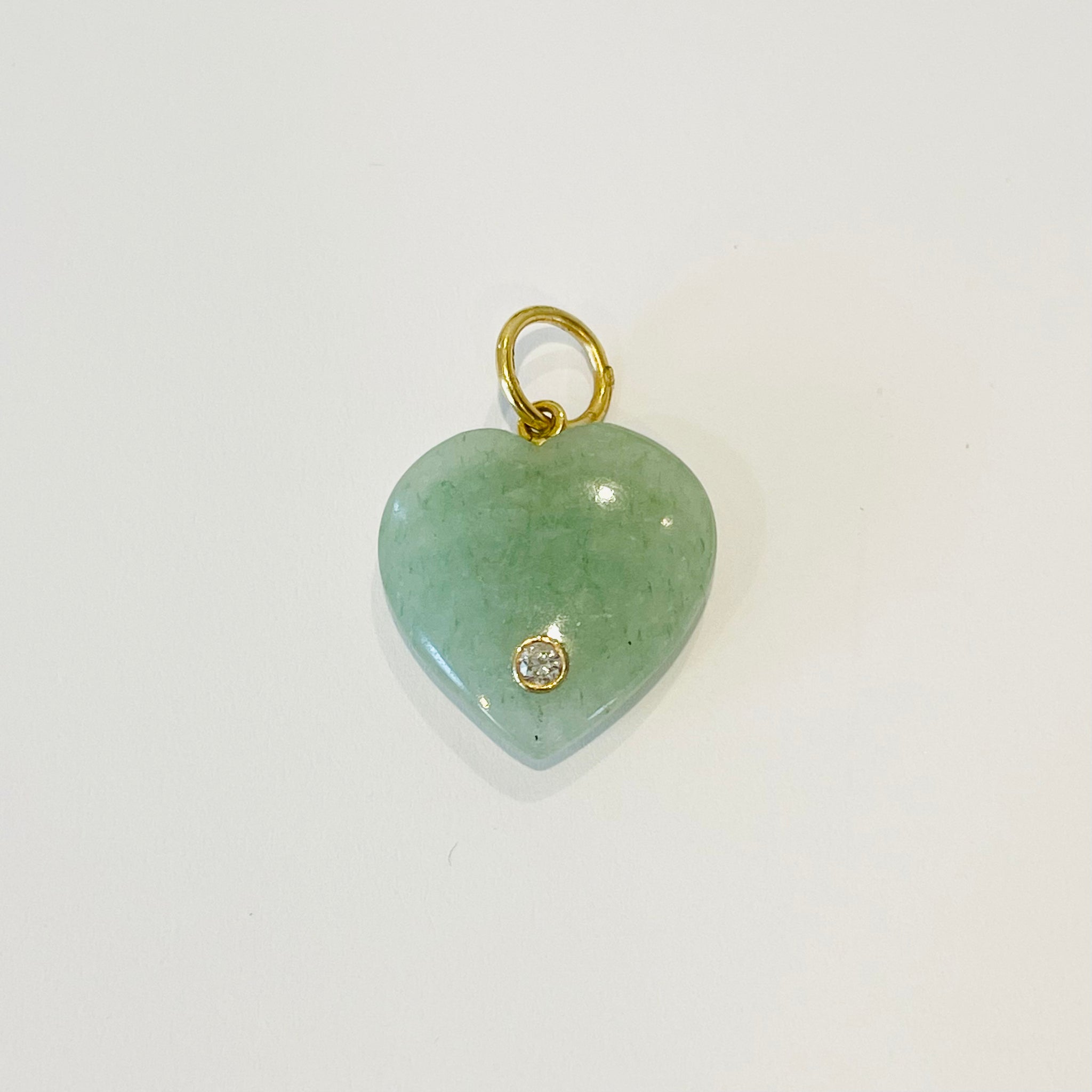 jade heart pendant with diamond