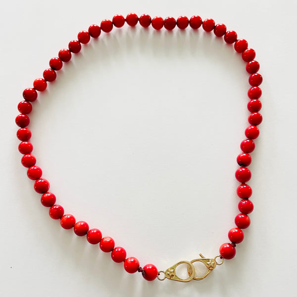 red coral handcuff necklace
