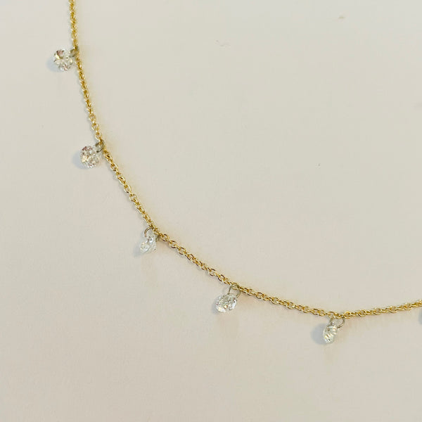 floating diamond fringe necklace