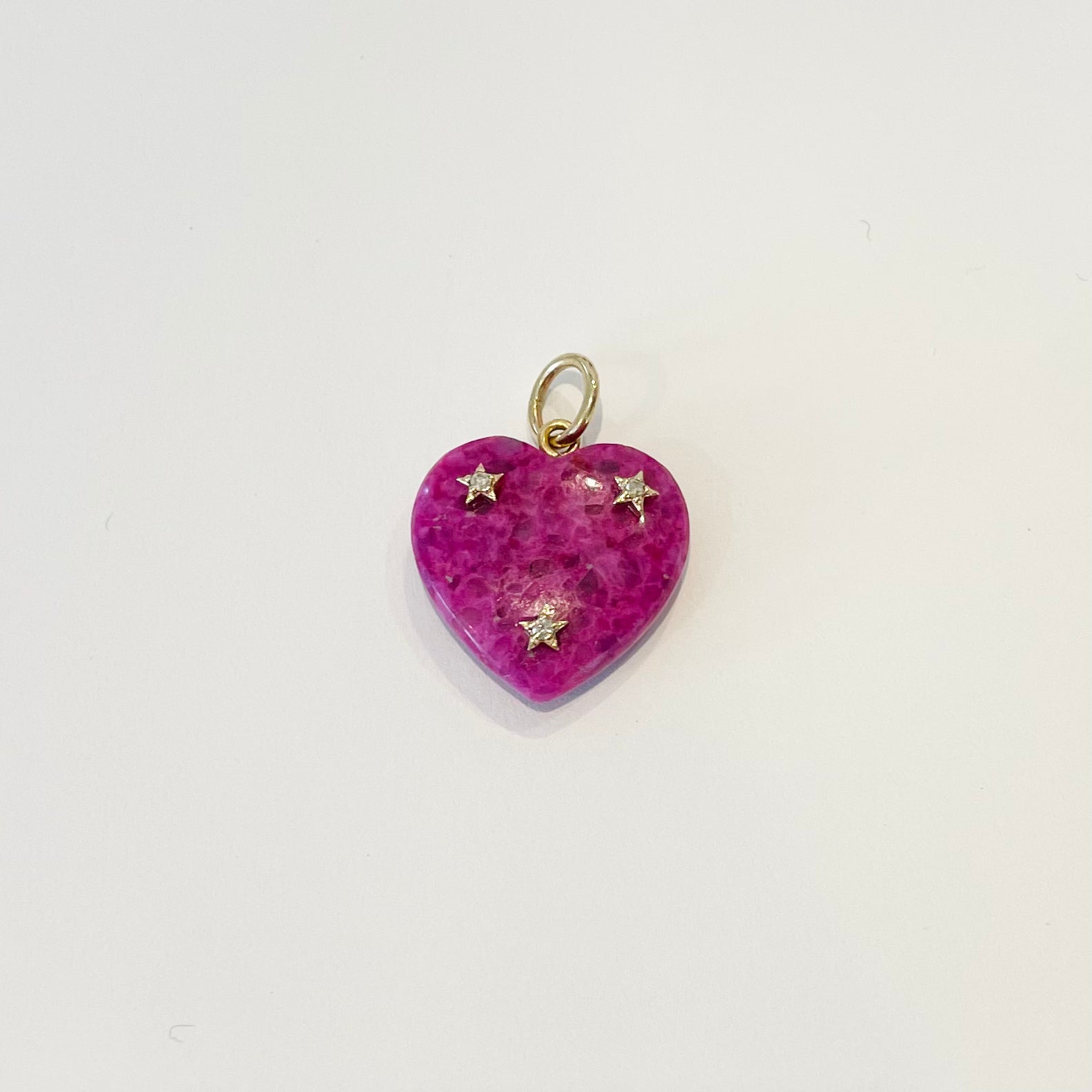 magenta opal heart and stars pendant