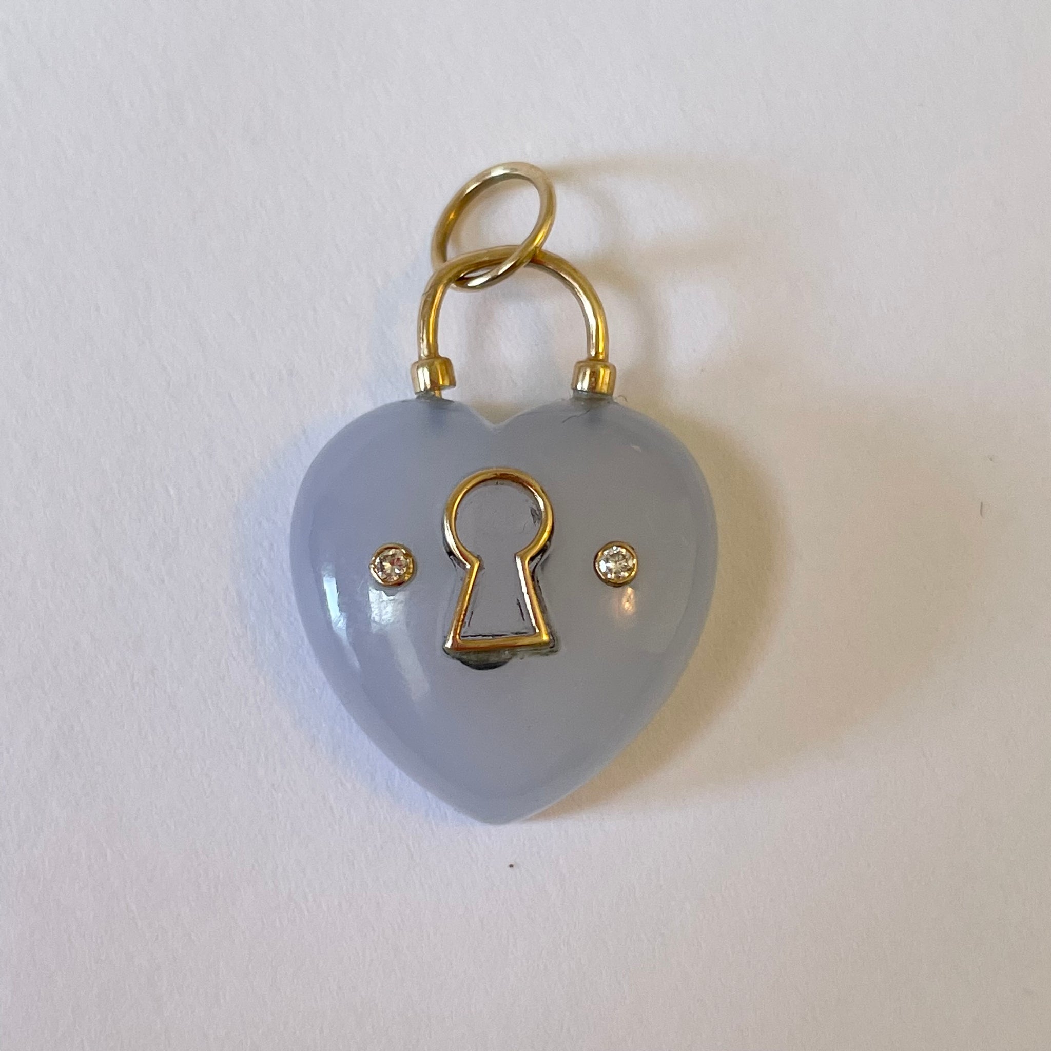 lavender chalcedony heart lock pendant
